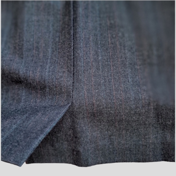 Vintage A-line midi skirt hand made grey very high waist wool back slit size 10 - Picture 5 of 13